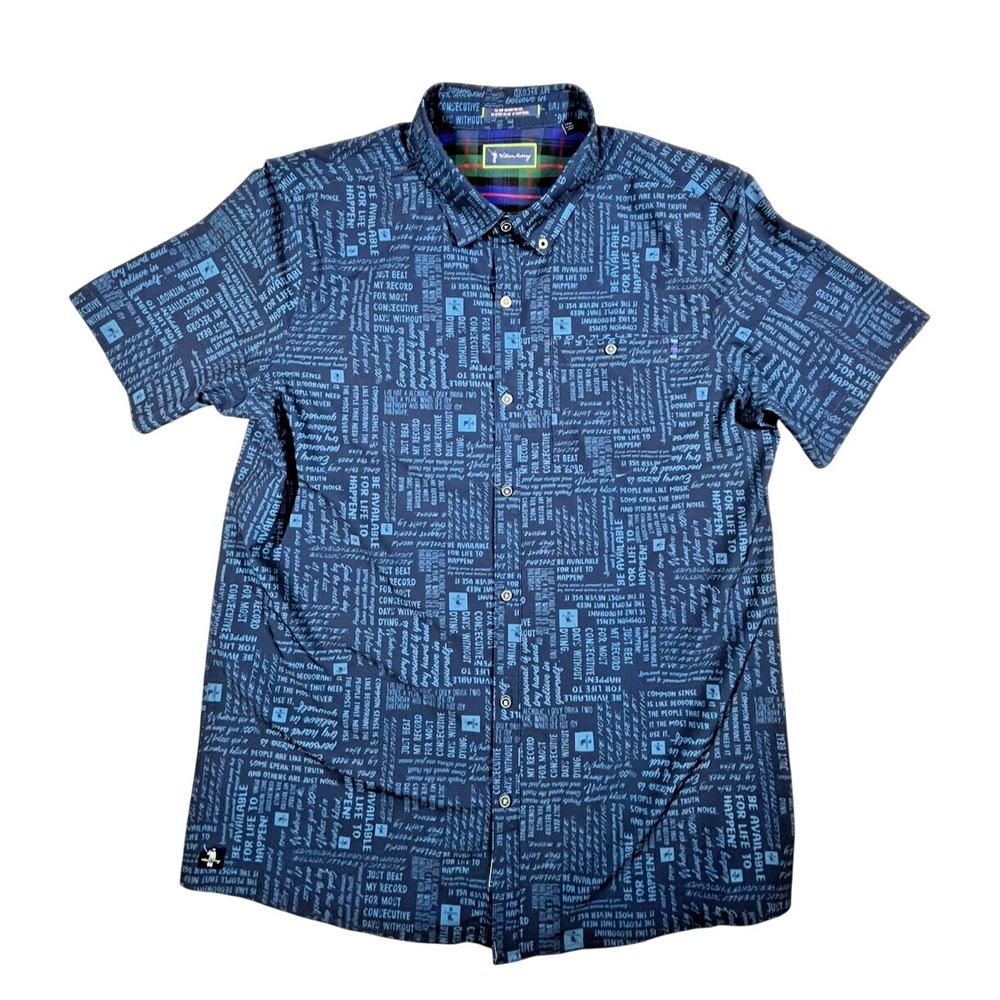 William Murray Golf Button Up Shirt Mens Large Navy Blue Typography Print - Picture 1 of 16